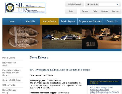 加拿大特别调查组：多伦多非裔女性坠楼死亡事件无警方责任
