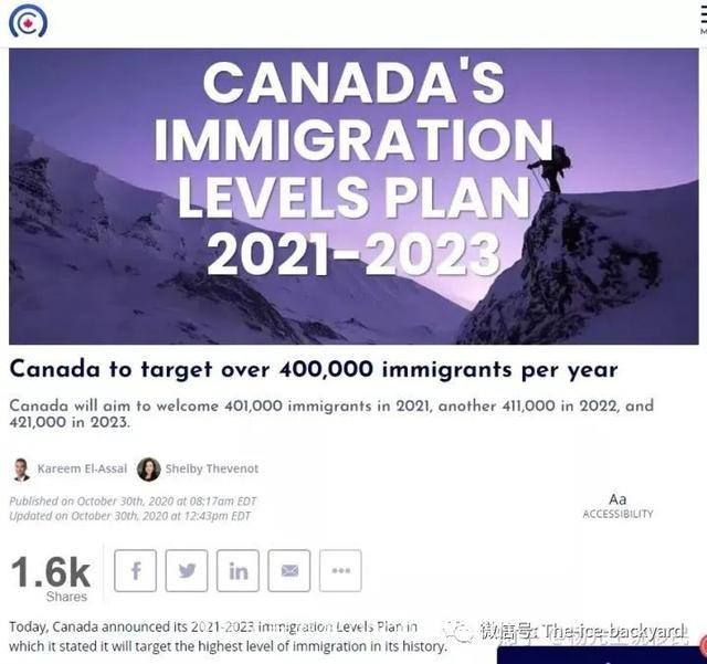 加拿大未来3年将引进123万​的新移民