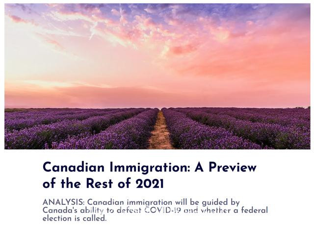 展望2021年下半年加拿大移民趋势