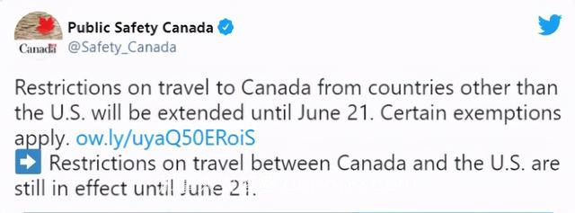 加拿大旅行禁令延长至6月21日，这些入境规定要注意