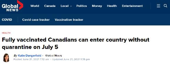 更多人能入境了！两周后，打完疫苗、可入境加拿大旅客全免隔离