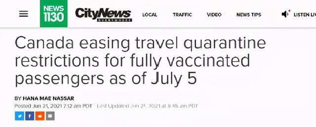 7月5日完全接种疫苗者入境加拿大无需隔离，机票应声大涨