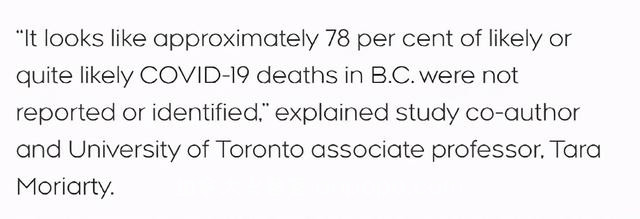 加拿大死于新冠的实际人数是现有两倍！BC省数据尤其不准确