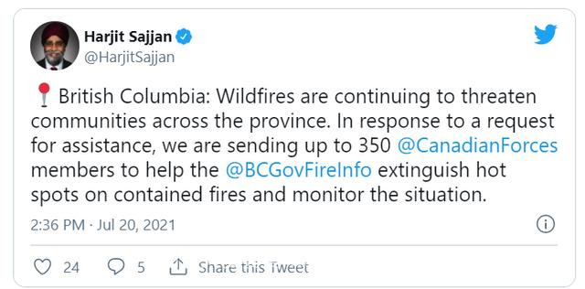 BC省再次进紧急状态 山火烟雾将到达温哥华！疫情反扑！单日增76例